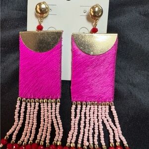 Charlie Paige Vibrant Pink and Gold Earrings
